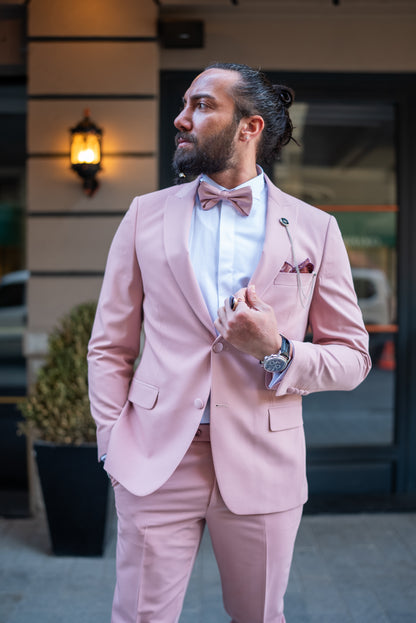 Brabion Massimo Pink Slim Fit Peak Lapel Tuxedo