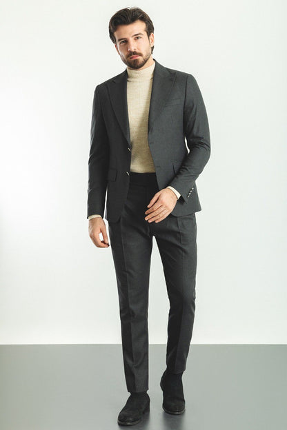 Brabion Rocco Dark Gray Slim Fit Peak Lapel Suit