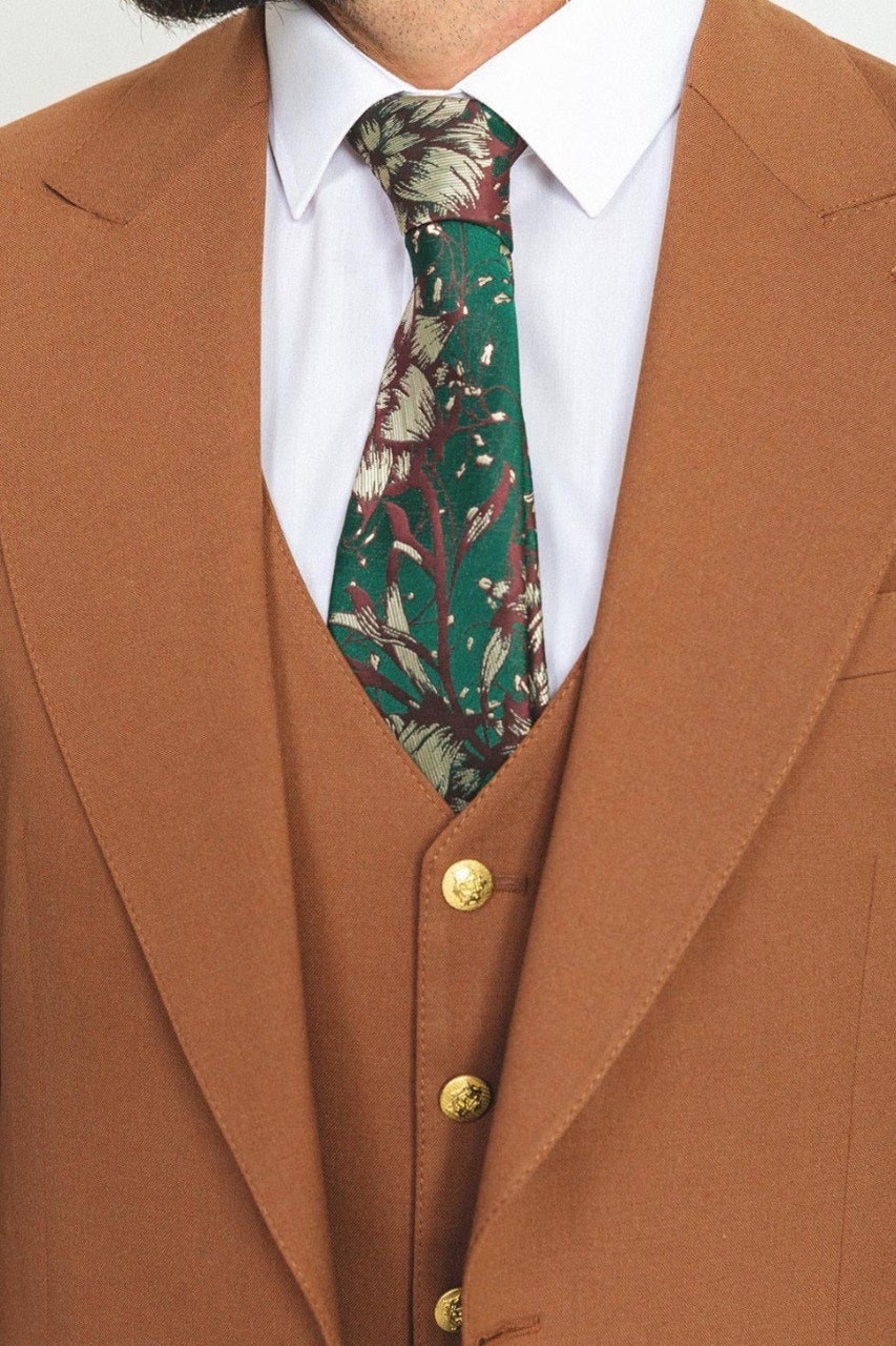 Brabion Rocco Rust Brown Slim Fit Peak Lapel Suit