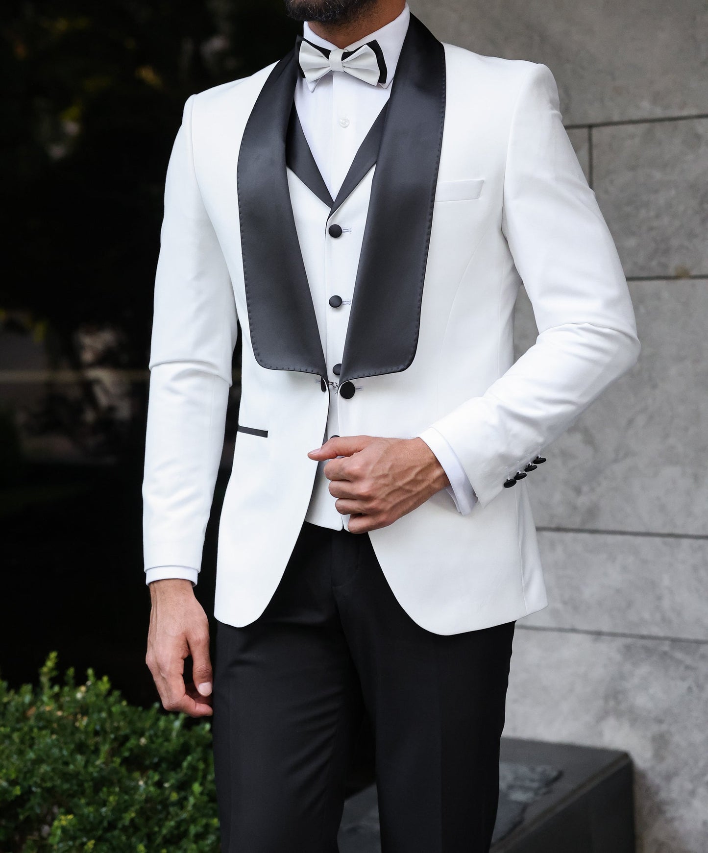 White Slim-Fit Tuxedo 3-Piece - BRABION