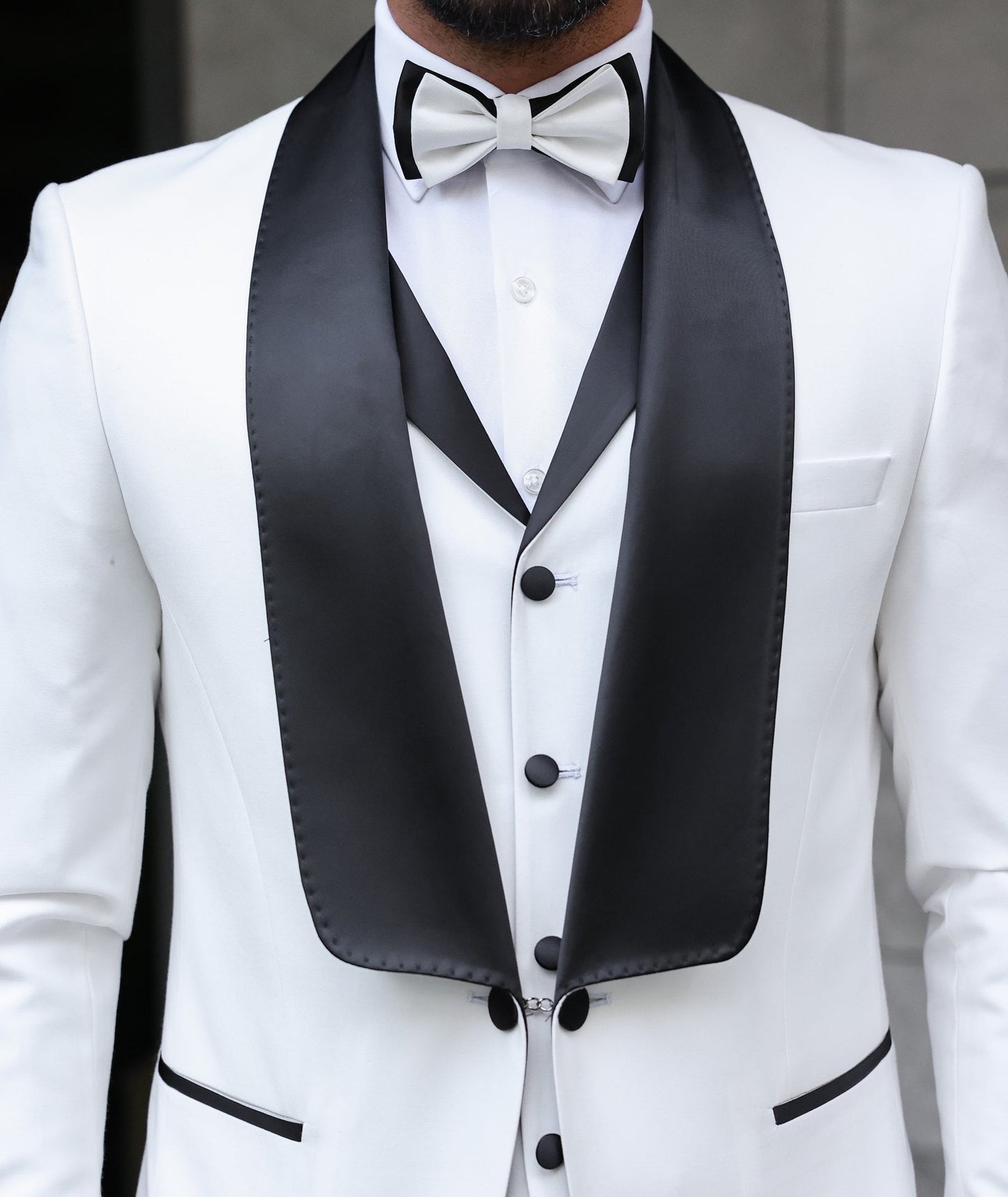 White Slim-Fit Tuxedo 3-Piece - BRABION