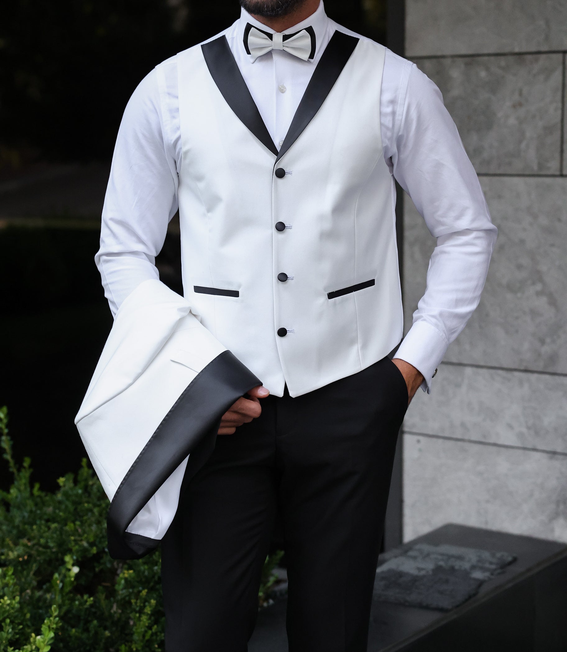 White Slim-Fit Tuxedo 3-Piece - BRABION