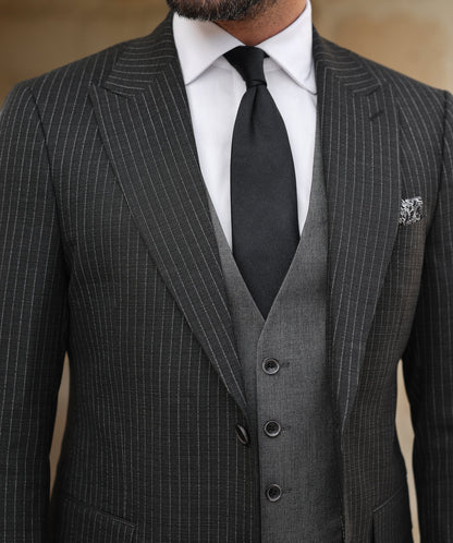 Black Double-Sided Vest Suit 3-Piece VIOSSI