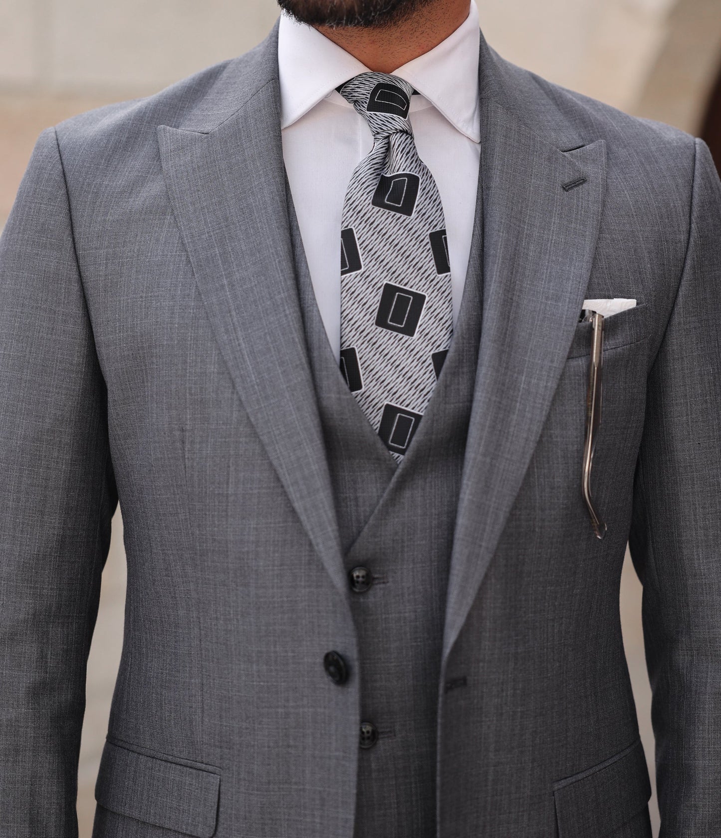 Grey Slim-Fit Suit 3-Piece VIOSSI