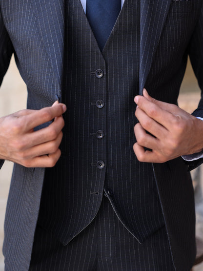 Navy Double-Sided Vest Suit 3-Piece VIOSSI