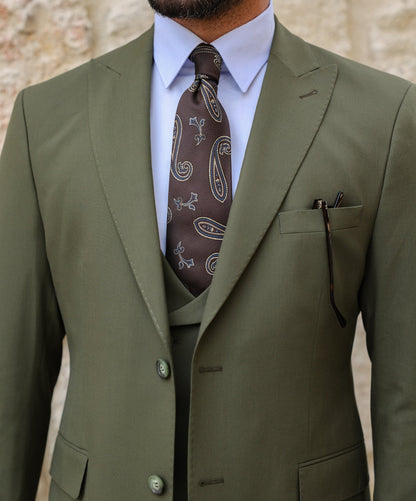 Khaki Modern-Fit Suit 3-Piece VIOSSI