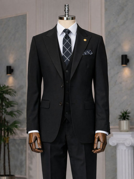 Black Slim-Fit Suit 3-Piece VIOSSI - CB