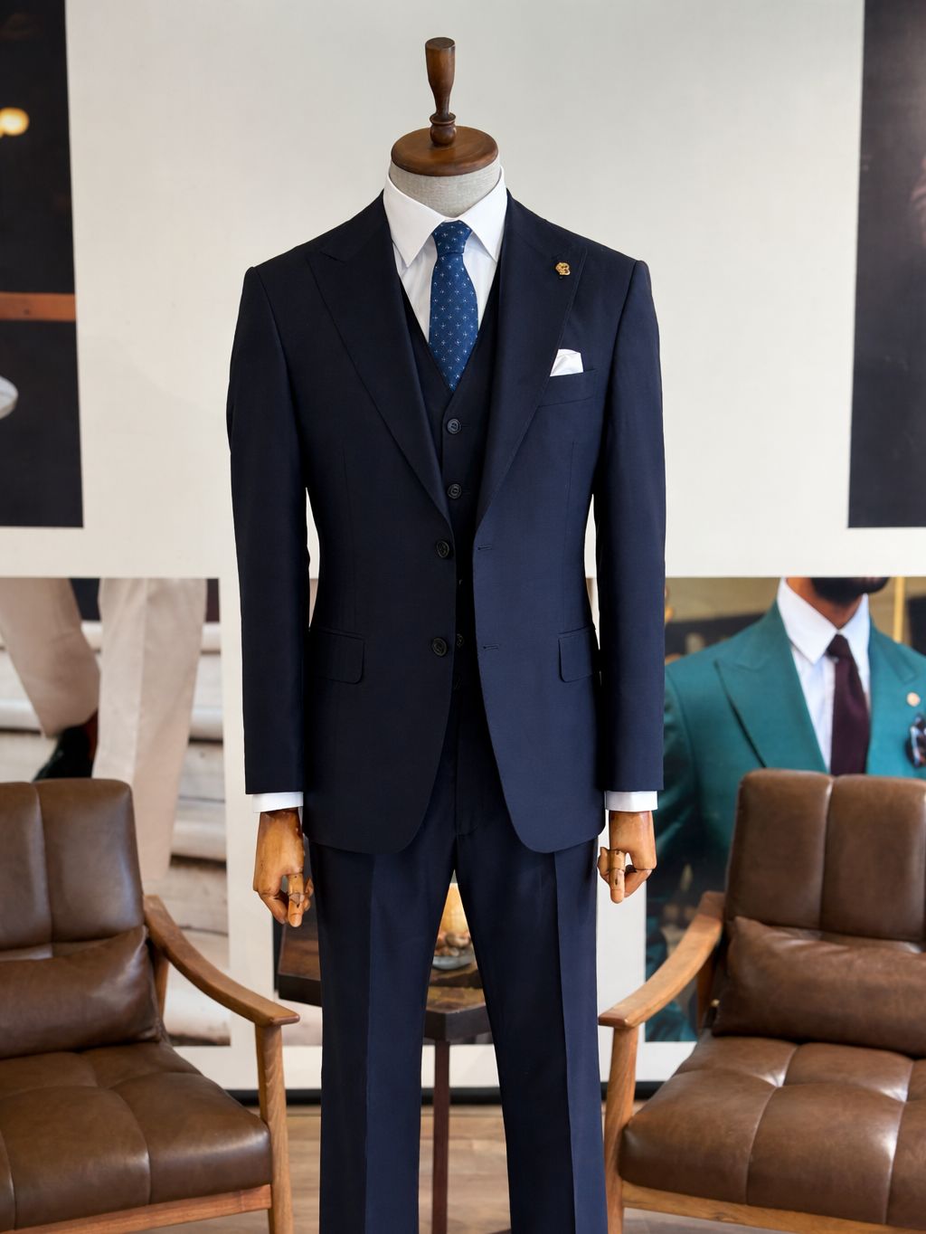 Navy Slim-Fit Suit 3-Piece VIOSSI - CB