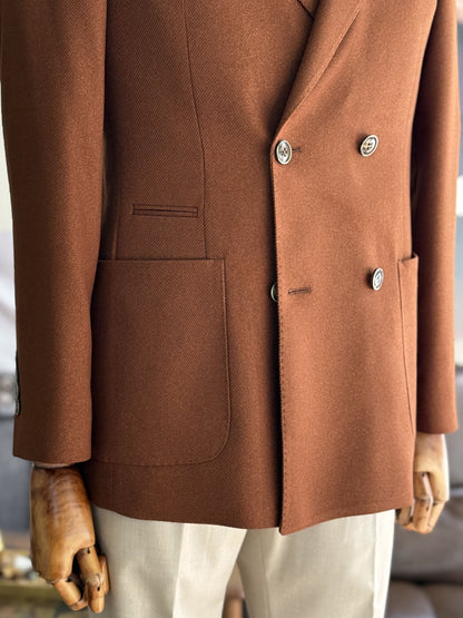 Brown Double Breasted Blazer - BRABION