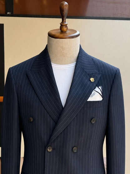Navy Striped Double Breasted Suit 2-Piece VIOSSI - CB