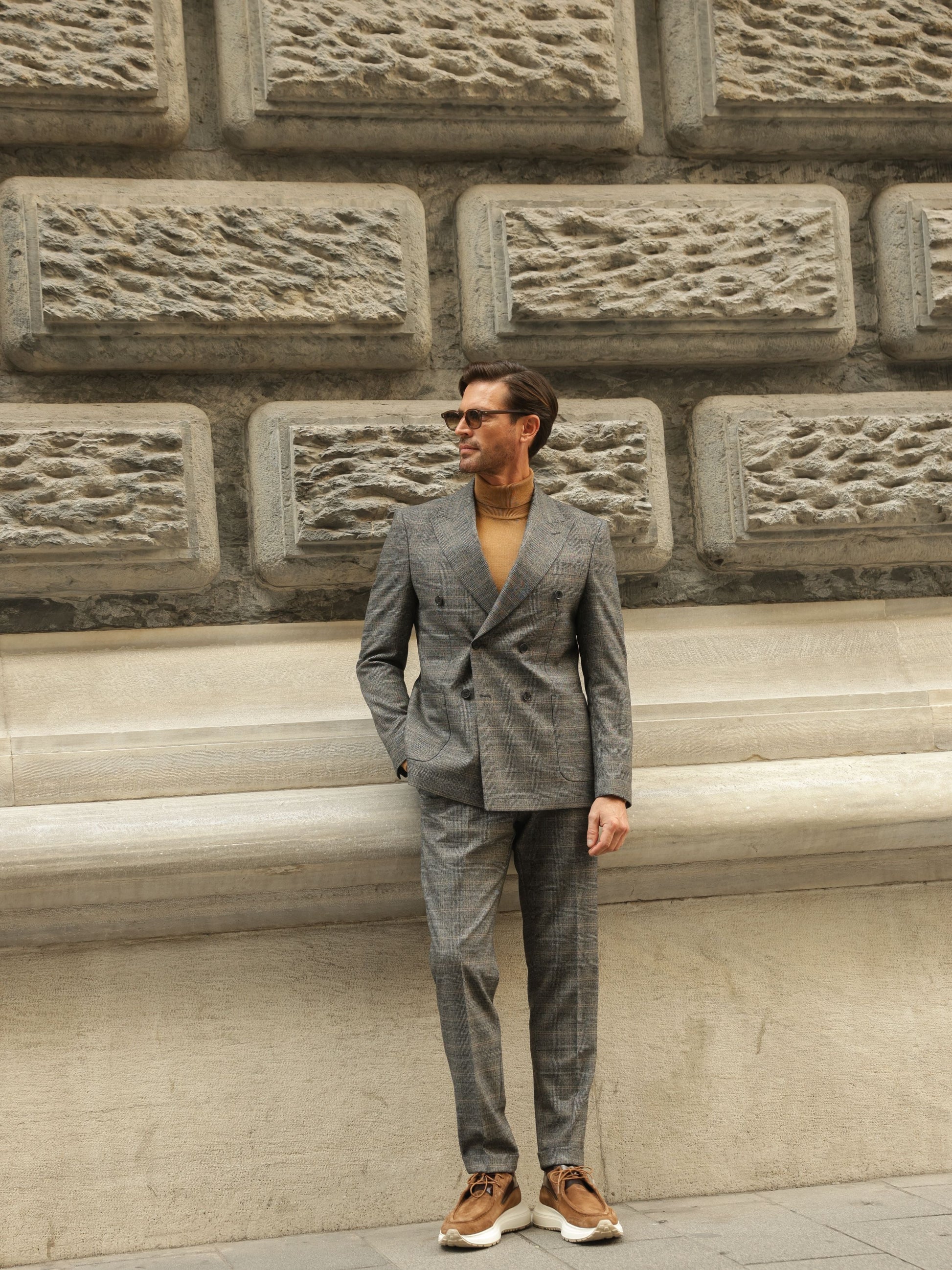 Grey Plaid Double Breasted Suit 2-Piece VIOSSI - CB