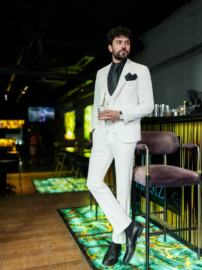 White Slim-Fit Suit 3-Piece VIOSSI