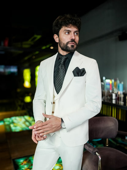 White Slim-Fit Suit 3-Piece VIOSSI