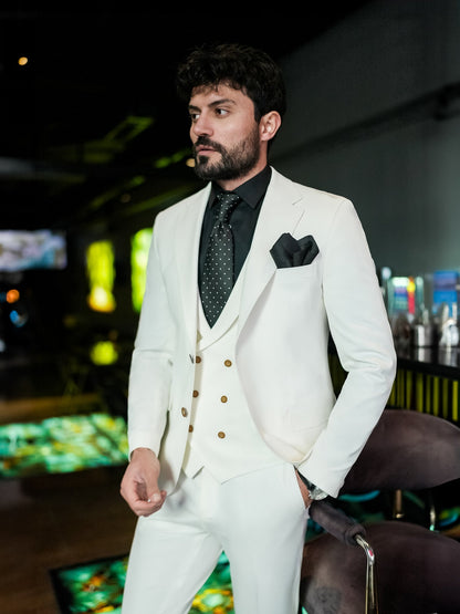 White Slim-Fit Suit 3-Piece VIOSSI