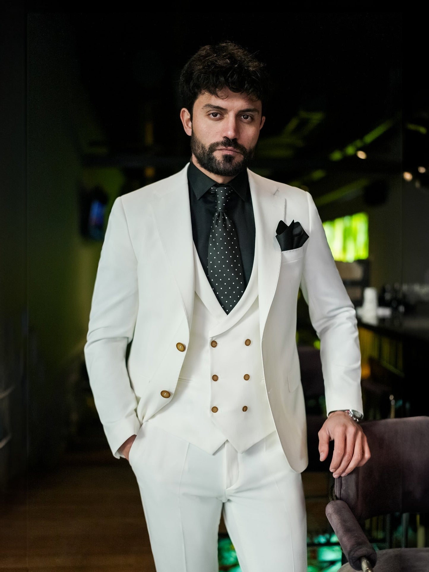 White Slim-Fit Suit 3-Piece VIOSSI