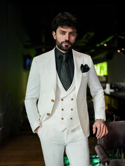 White Slim-Fit Suit 3-Piece VIOSSI