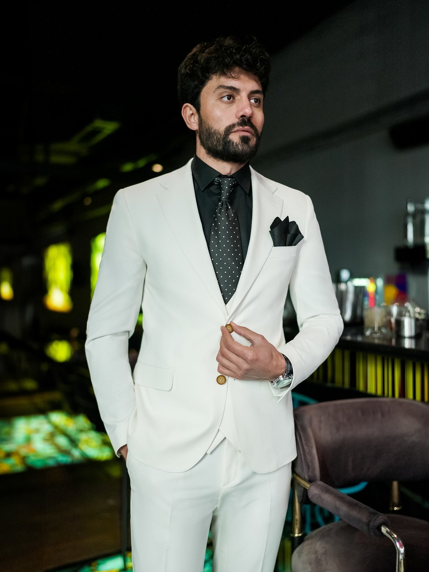 White Slim-Fit Suit 3-Piece VIOSSI