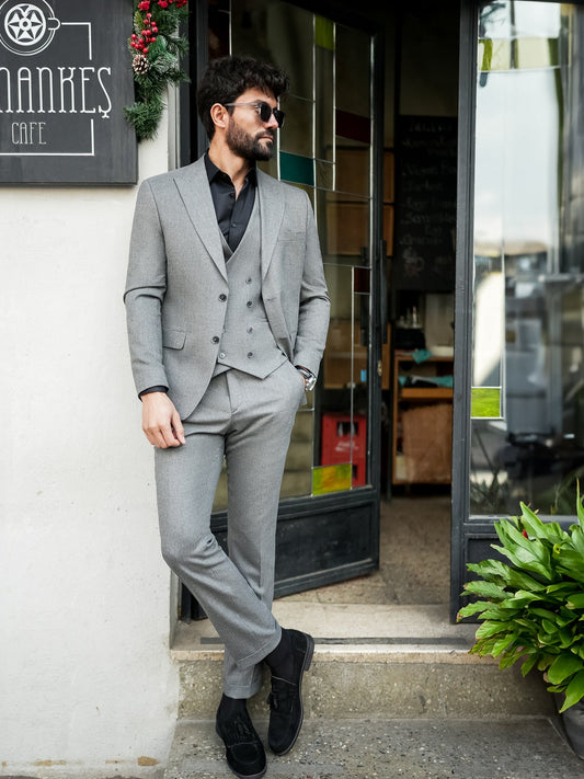Grey Slim-Fit Suit 3-Piece VIOSSI