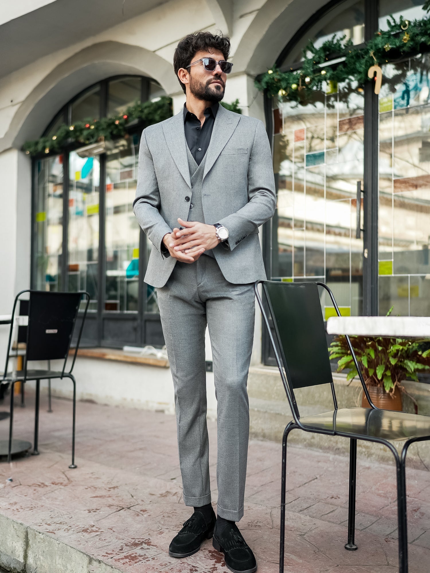 Grey Slim-Fit Suit 3-Piece VIOSSI