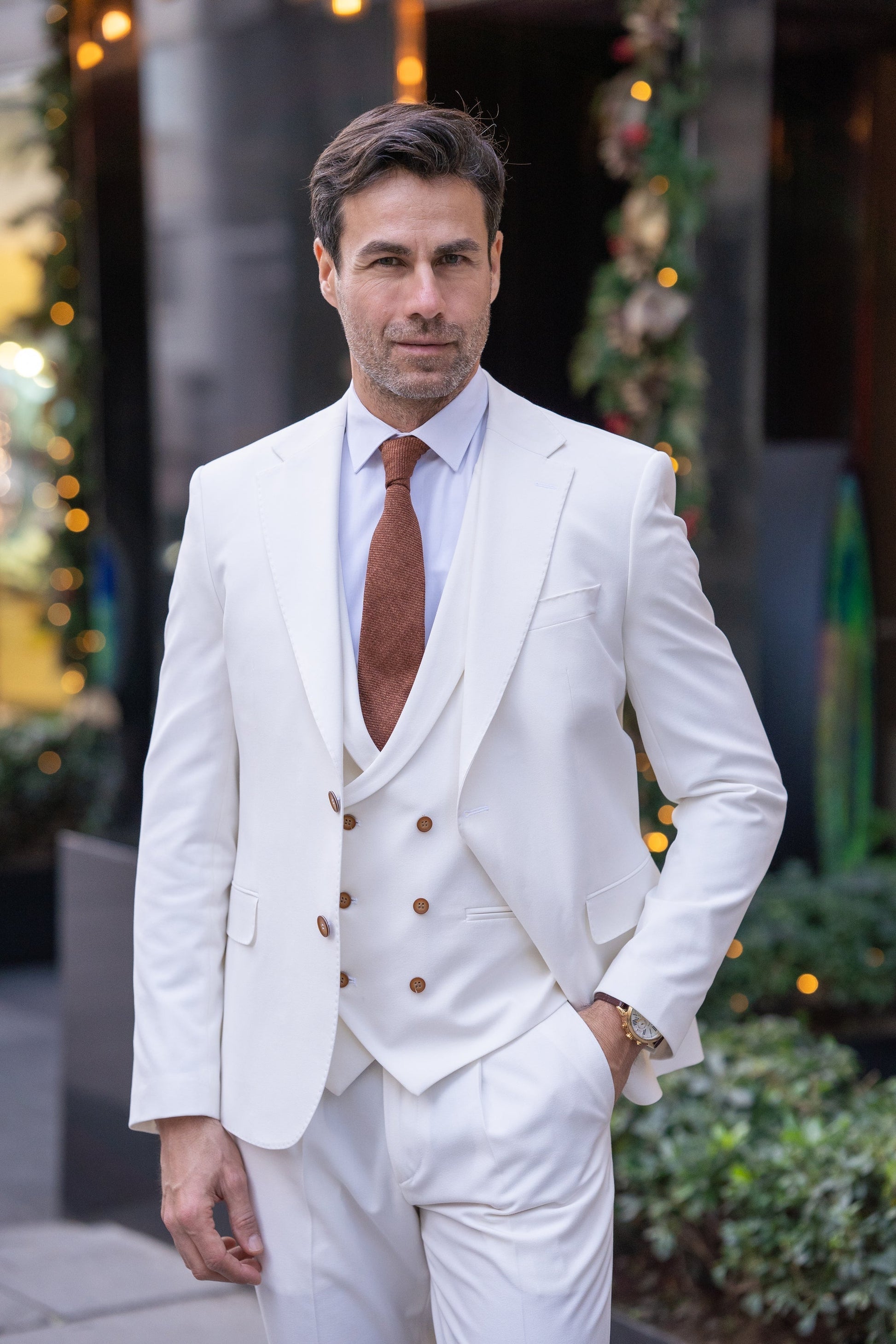 White Slim-Fit Suit 3-Piece VIOSSI