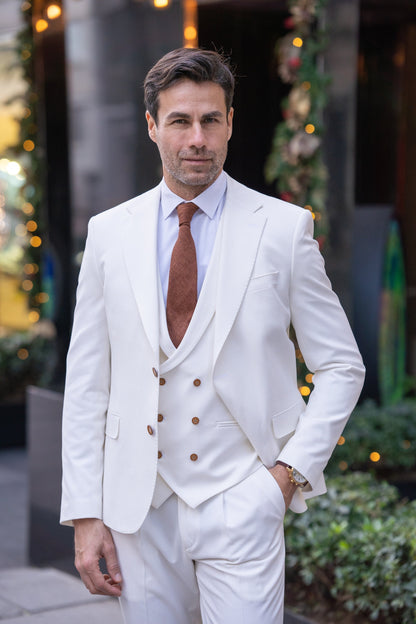 White Slim-Fit Suit 3-Piece VIOSSI