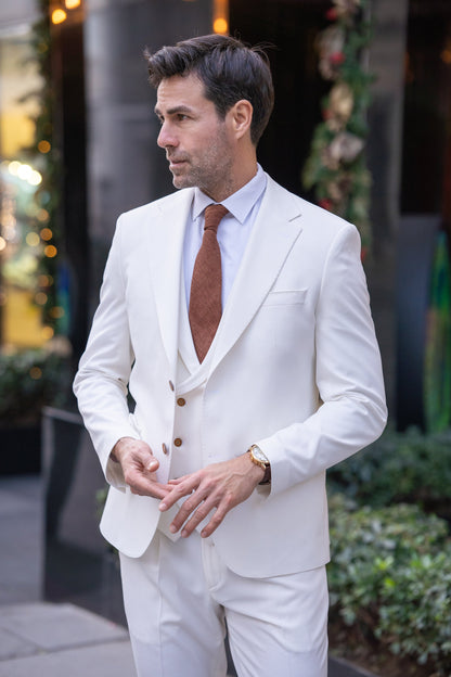 White Slim-Fit Suit 3-Piece VIOSSI