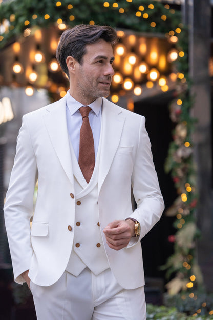 White Slim-Fit Suit 3-Piece VIOSSI