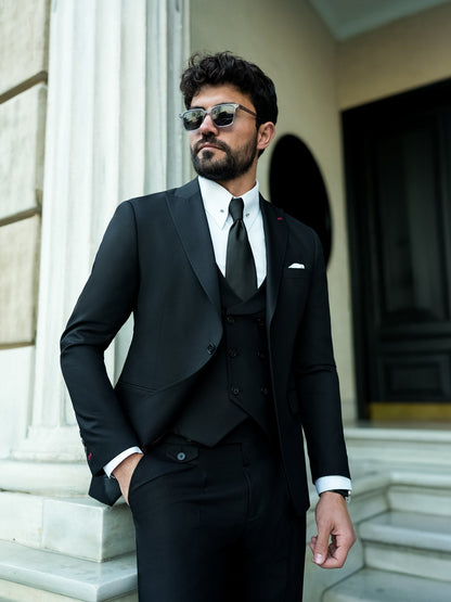 Black Modern-Fit Suit 3-Piece VIOSSI