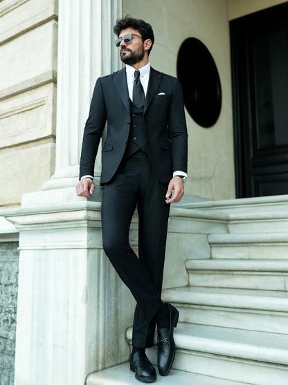 Black Modern-Fit Suit 3-Piece VIOSSI
