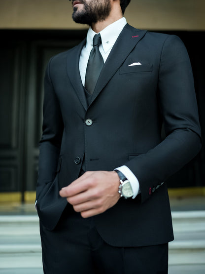 Black Modern-Fit Suit 3-Piece VIOSSI