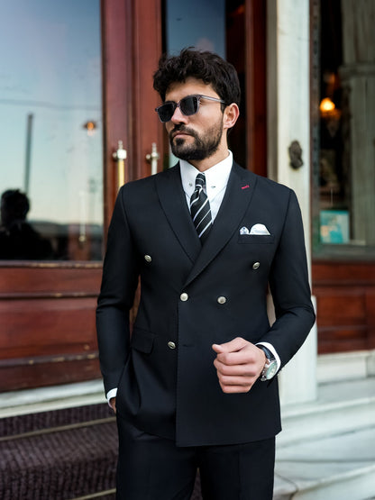 Black Double Breasted Suit 2-Piece VIOSSI