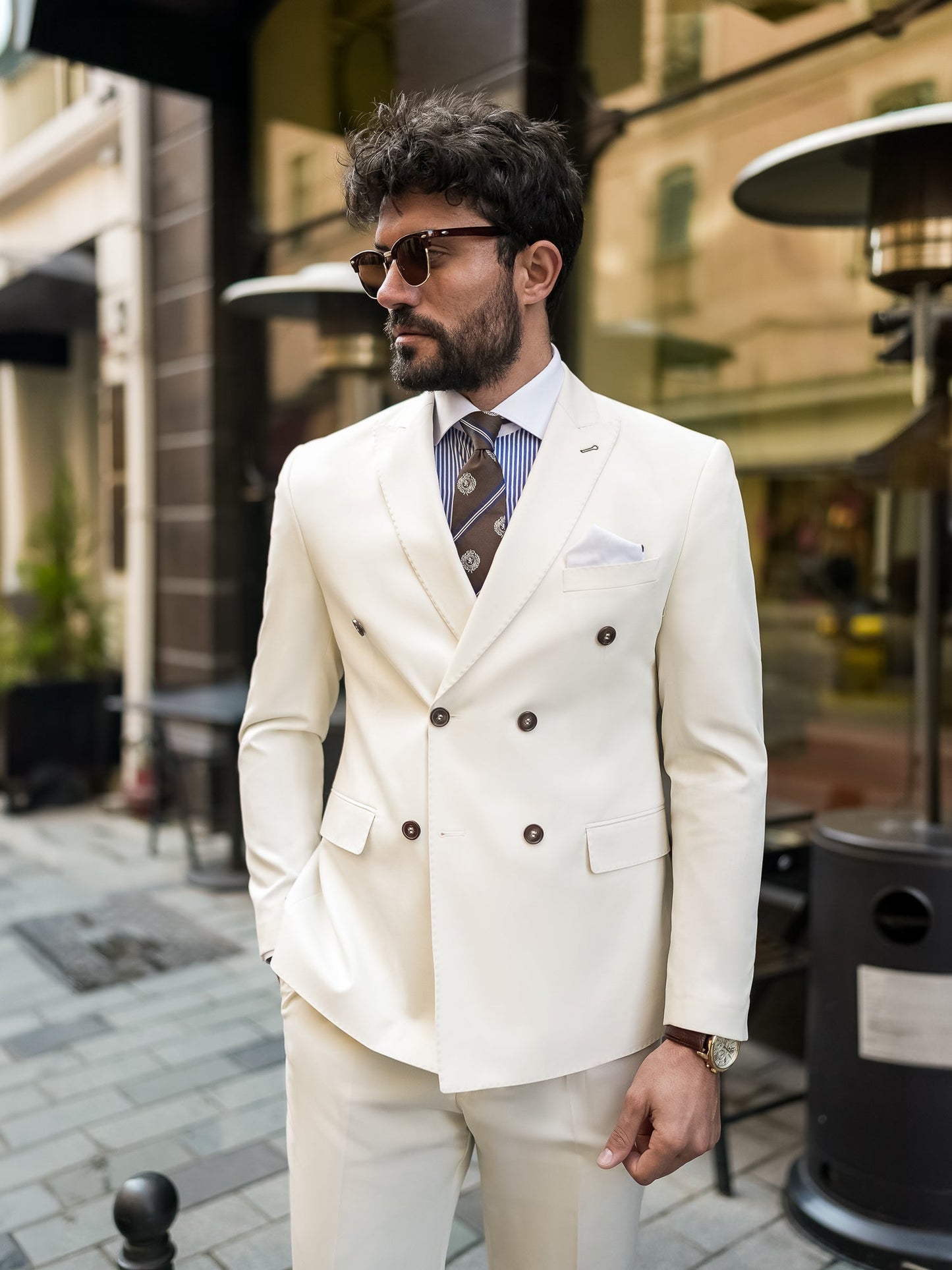 White Double Breasted Suit 2-Piece VIOSSI