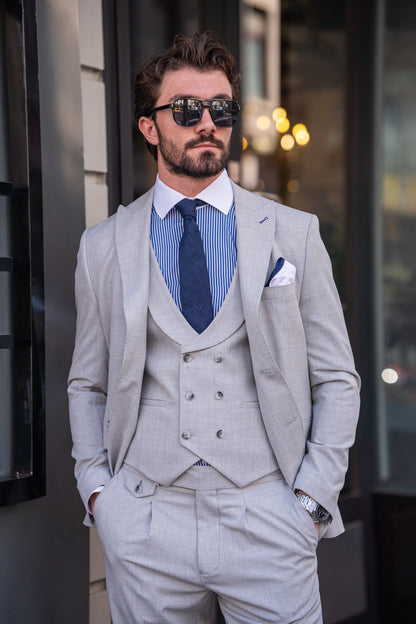 Grey Modern-Fit Suit 3-Piece VIOSSI