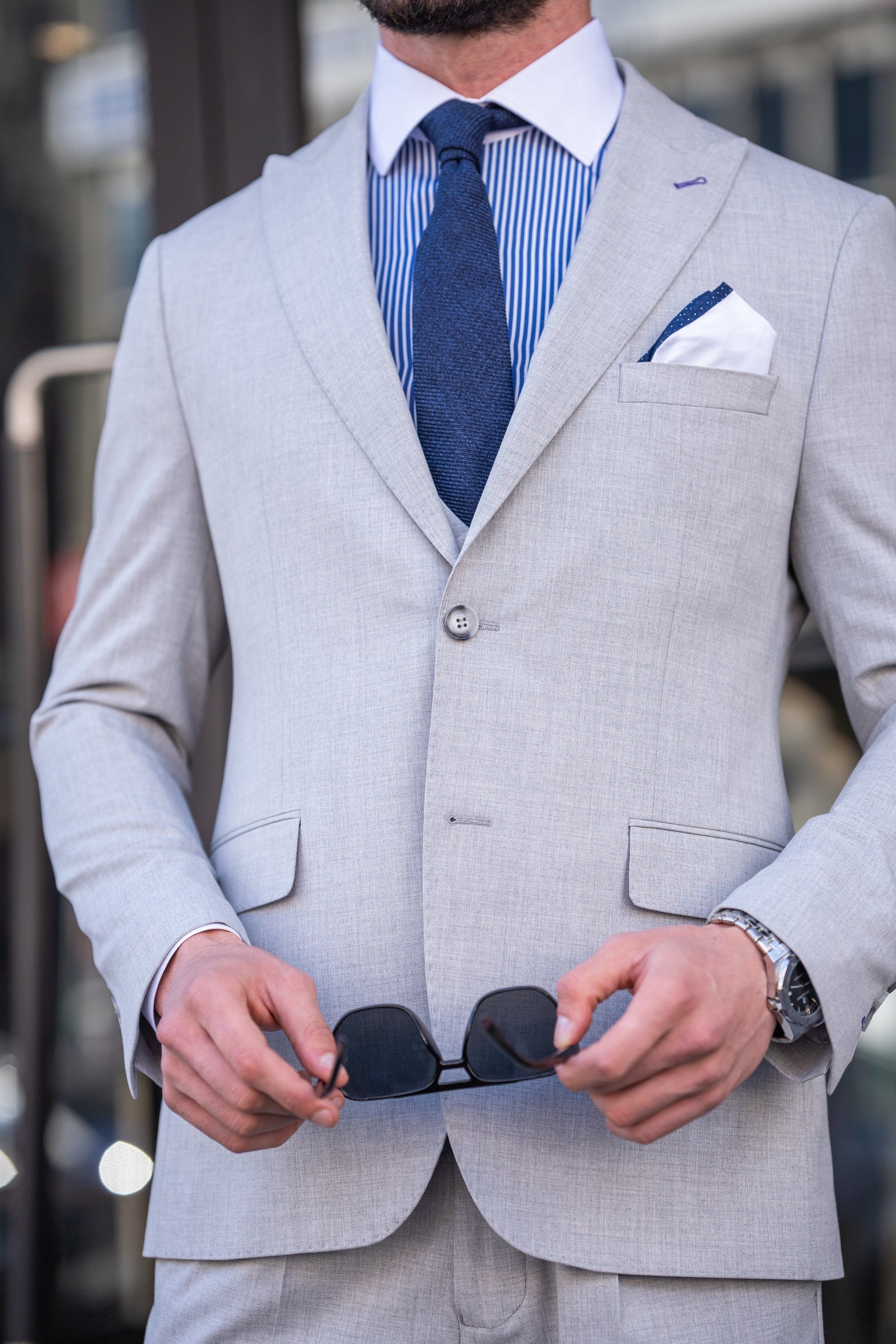 Grey Modern-Fit Suit 3-Piece VIOSSI