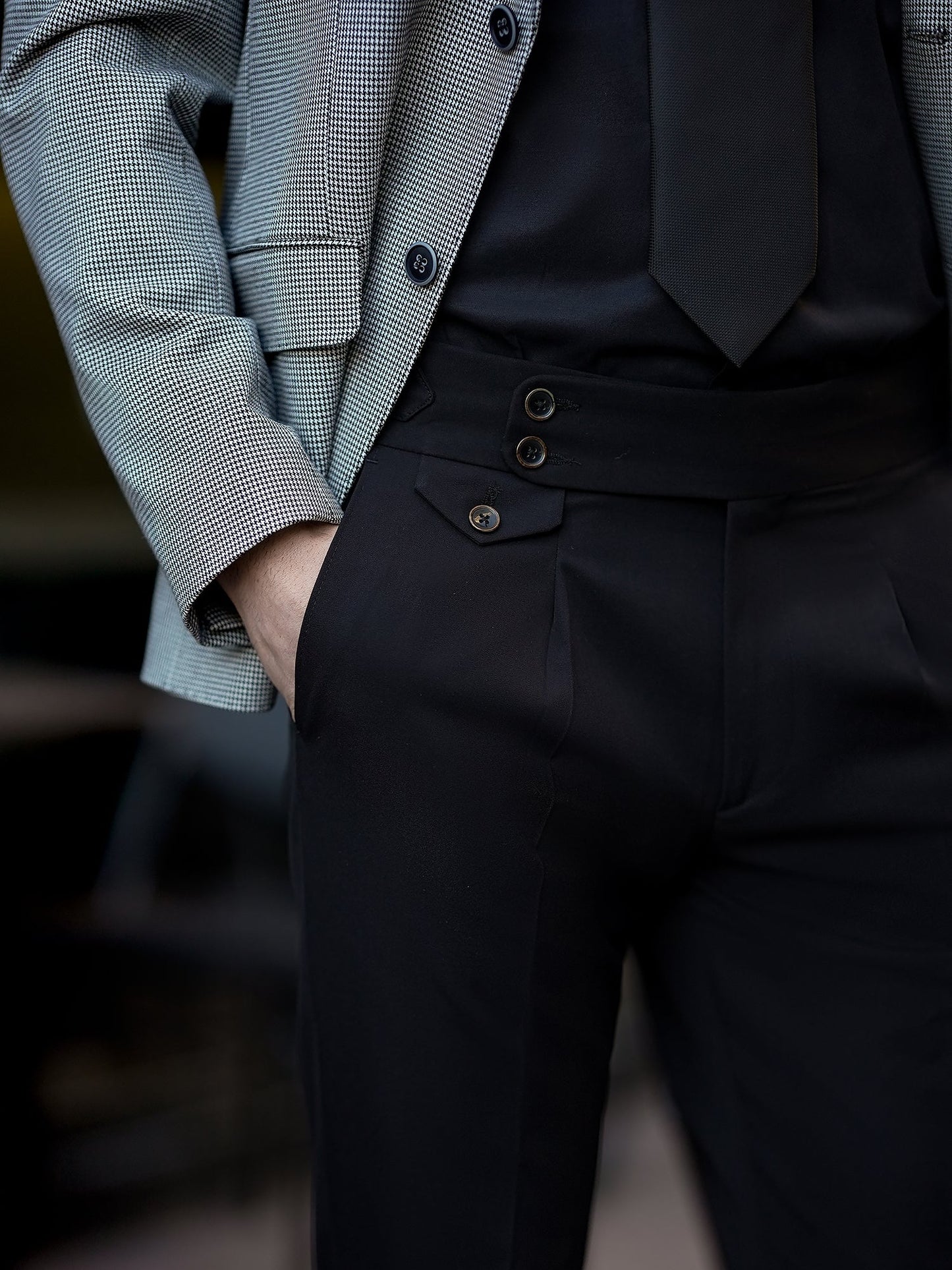 White Houndstooth Single Breasted Blazer - BRABION