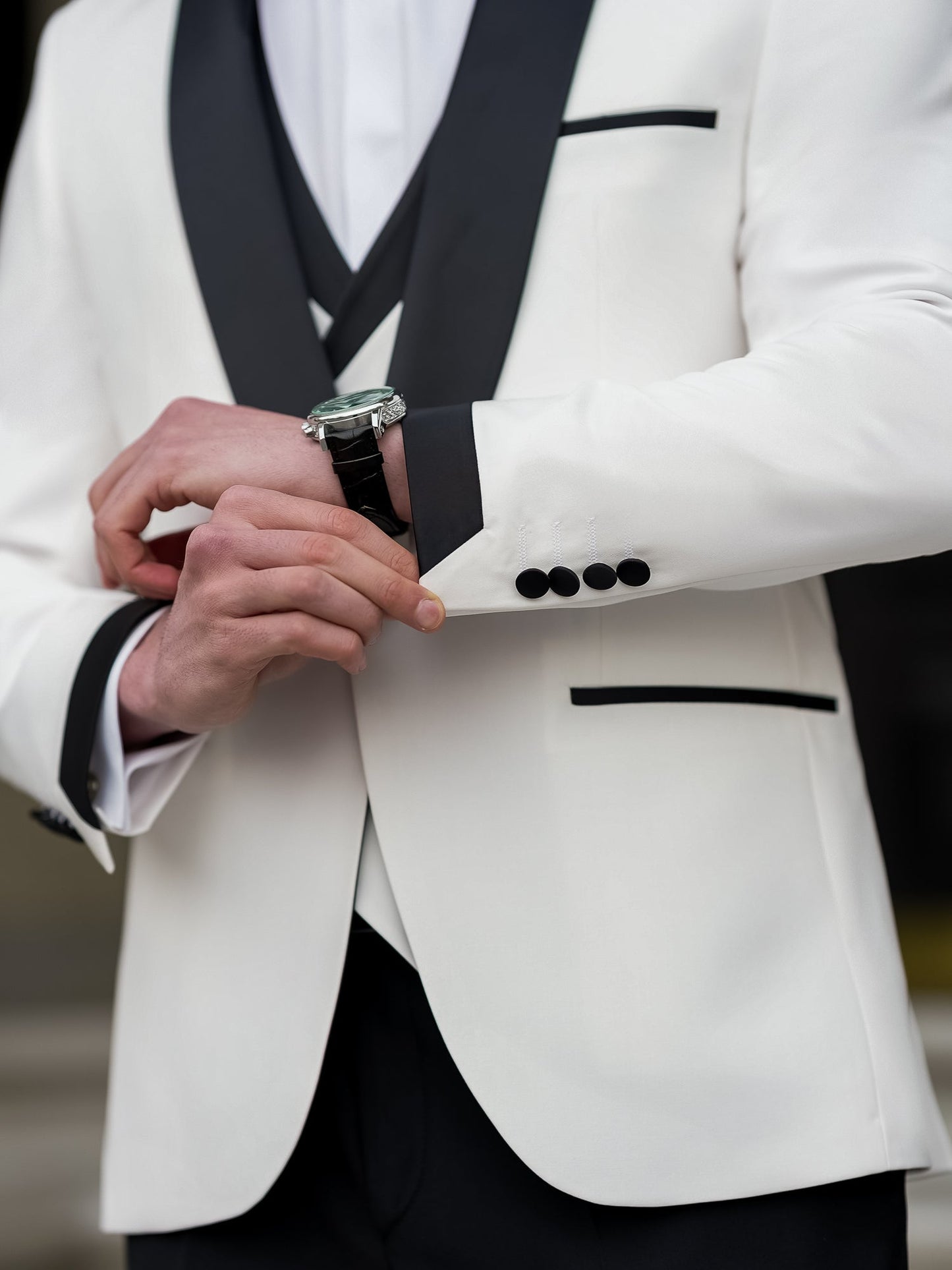 White Slim-Fit Tuxedo 3-Piece - BRABION