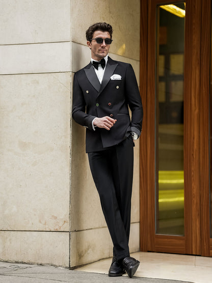 Black Double Breasted Tuxedo 2-Piece - BRABION