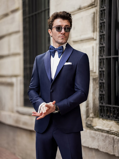 Navy Slim-Fit Tuxedo 3-Piece - BRABION
