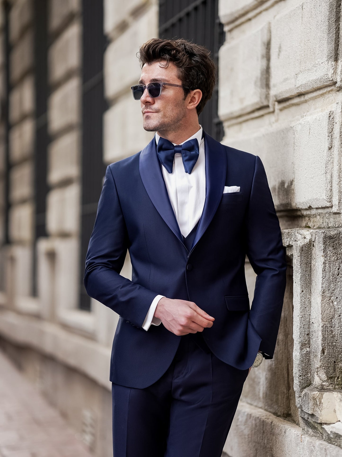 Navy Slim-Fit Tuxedo 3-Piece - BRABION