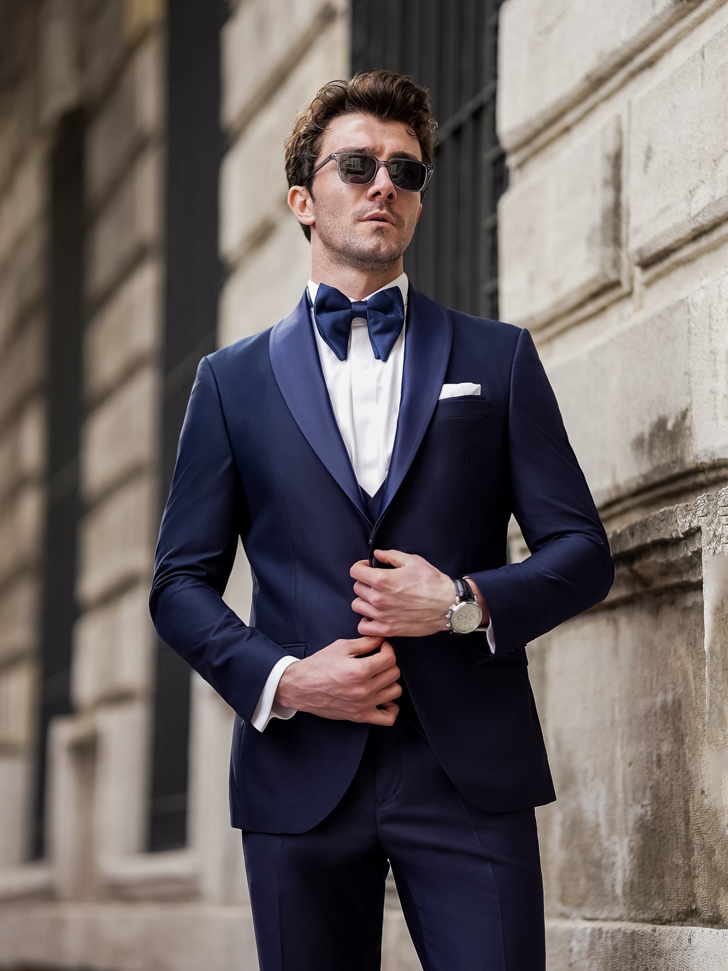 Navy Slim-Fit Tuxedo 3-Piece - BRABION