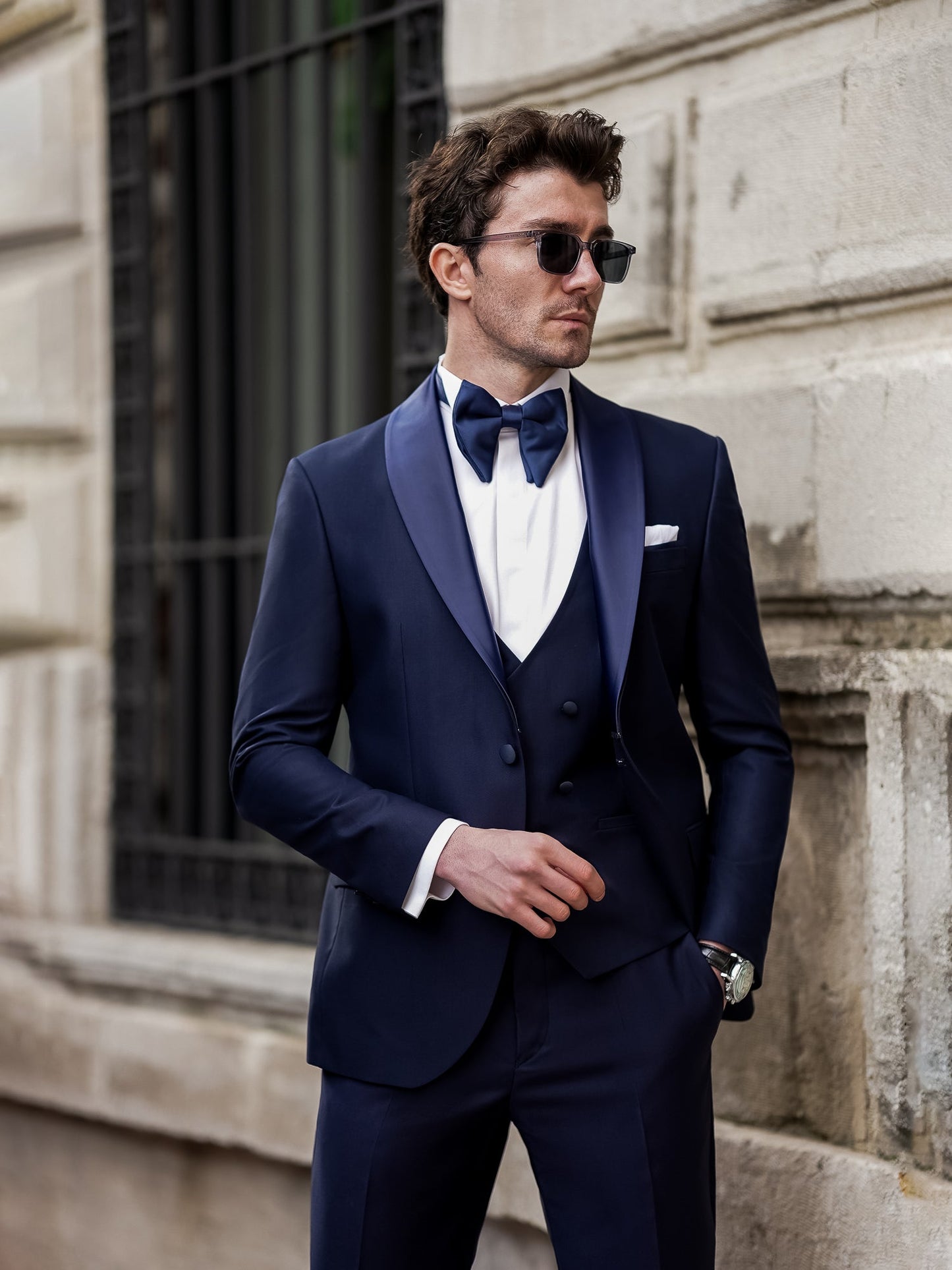Navy Slim-Fit Tuxedo 3-Piece - BRABION