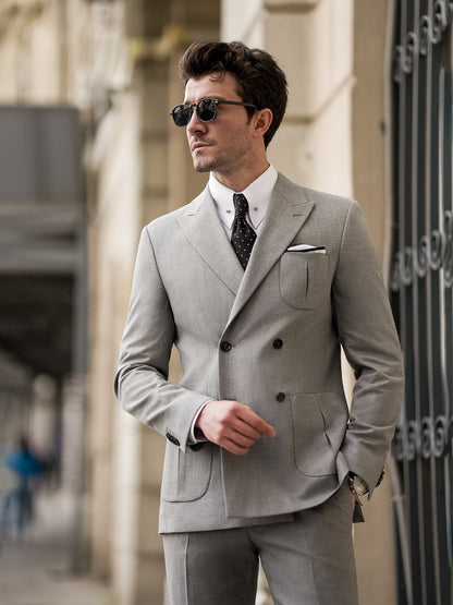 Grey Double Breasted Suit 2-Piece VIOSSI