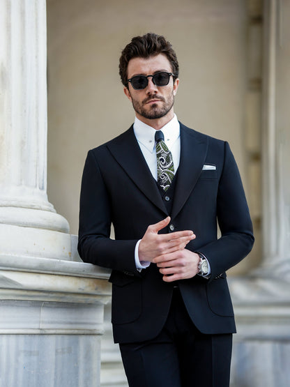 Black Slim-Fit Suit 3-Piece VIOSSI