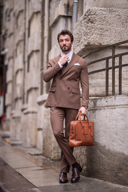 Brown Double Breasted Suit 2-Piece