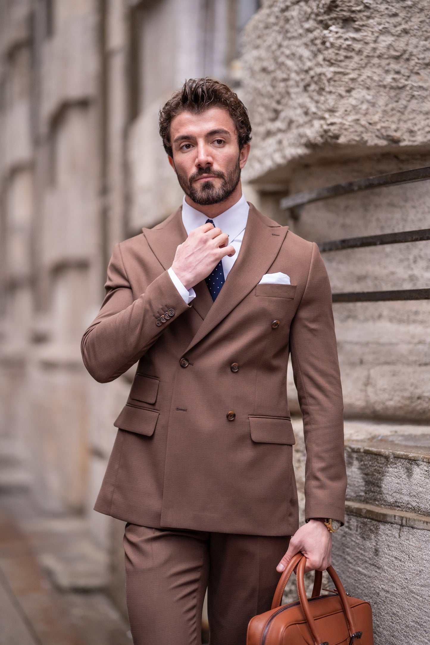 Brown Double Breasted Suit 2-Piece