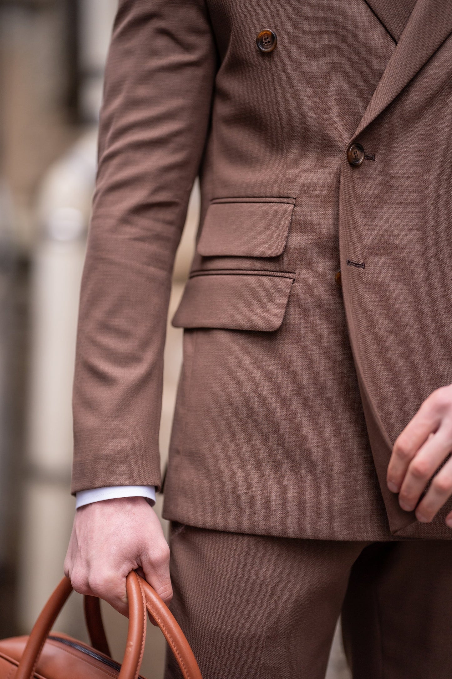 Brown Double Breasted Suit 2-Piece