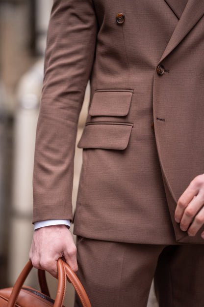 Brown Double Breasted Suit 2-Piece