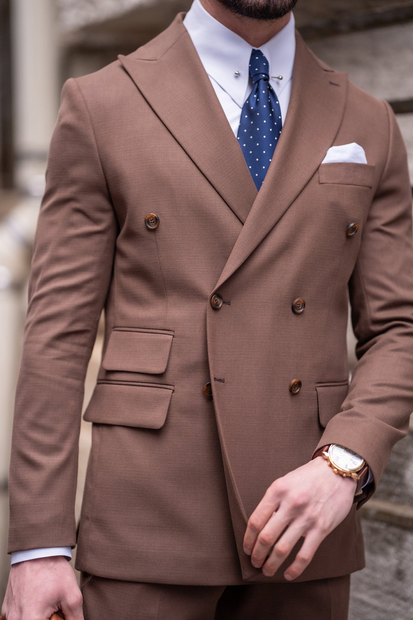 Brown Double Breasted Suit 2-Piece