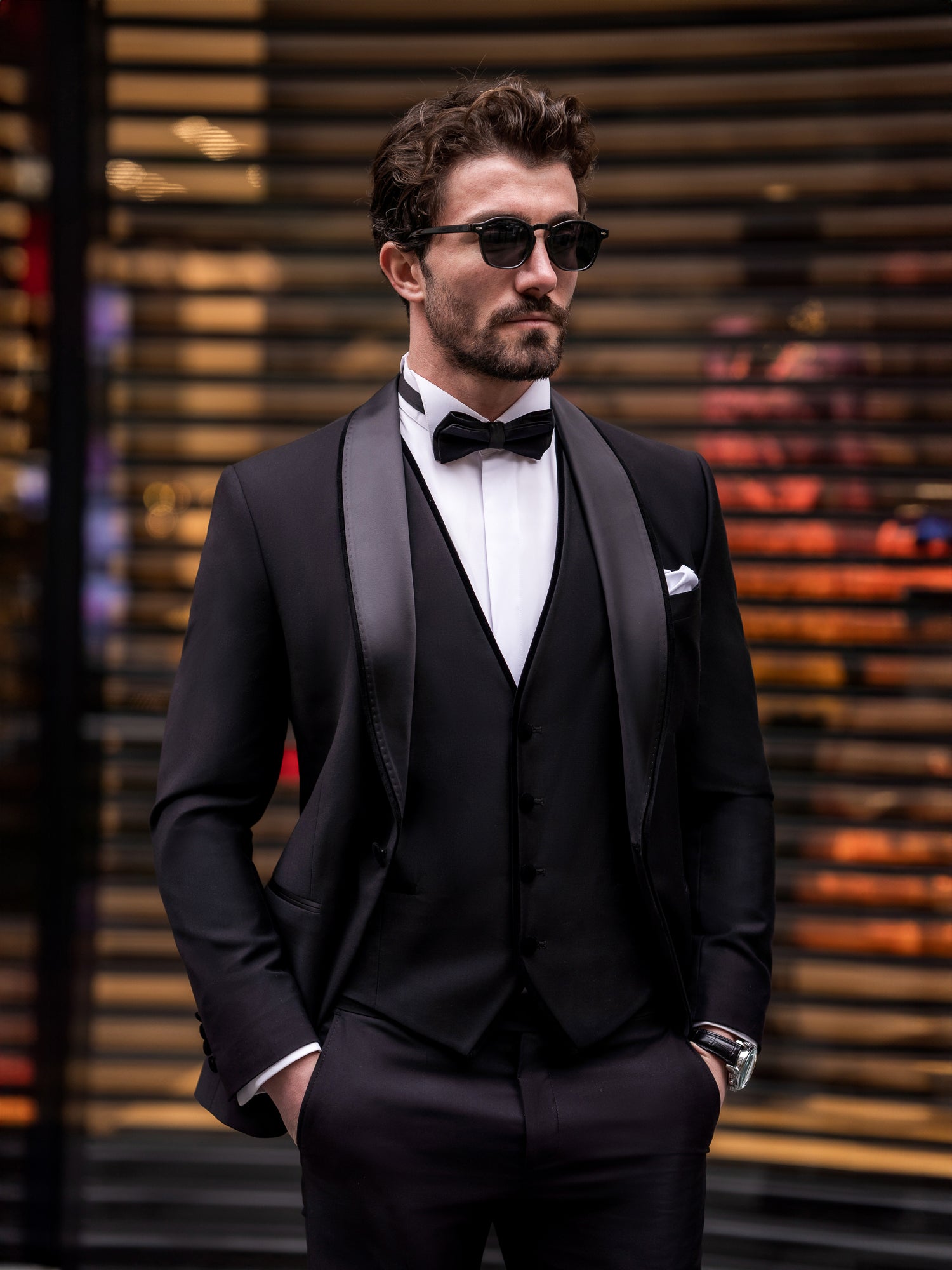 Black Slim-Fit Tuxedo 3-Piece - BRABION