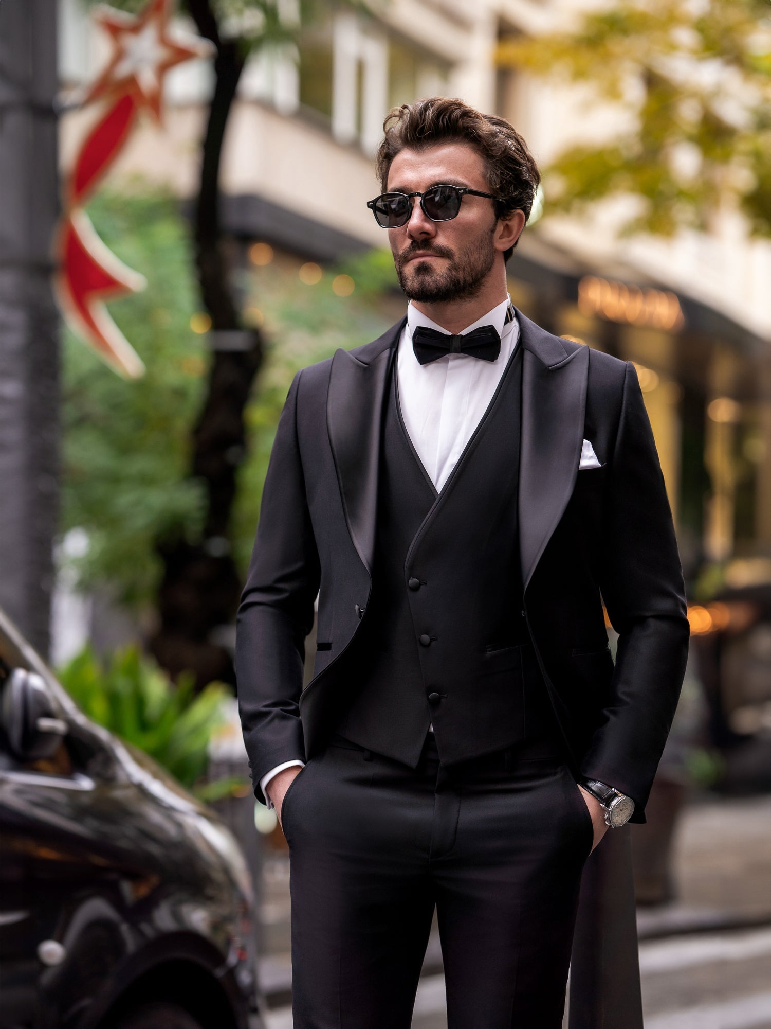 Black Slim-Fit Tuxedo 3-Piece - BRABION